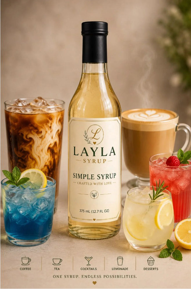 Layla Infused Simple Syrup – Premium Cane Sugar Syrup for Coffee, Tea, Cocktails & Desserts