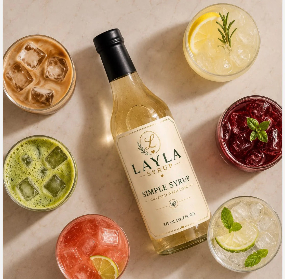 Layla Infused Simple Syrup – Premium Cane Sugar Syrup for Coffee, Tea, Cocktails & Desserts