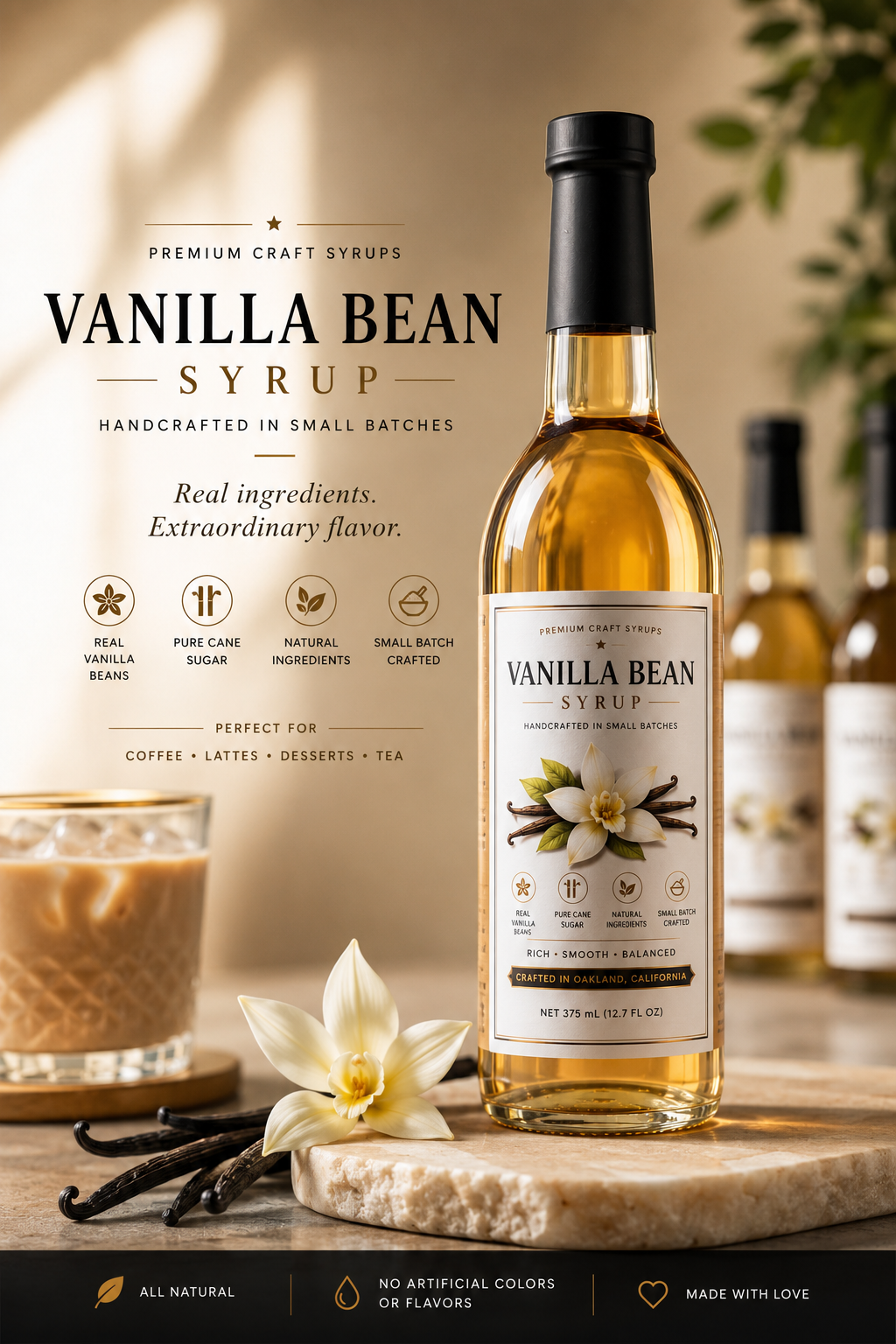 Layla Vanilla Syrup | Premium Coffee & Beverage Syrup (375 ml)