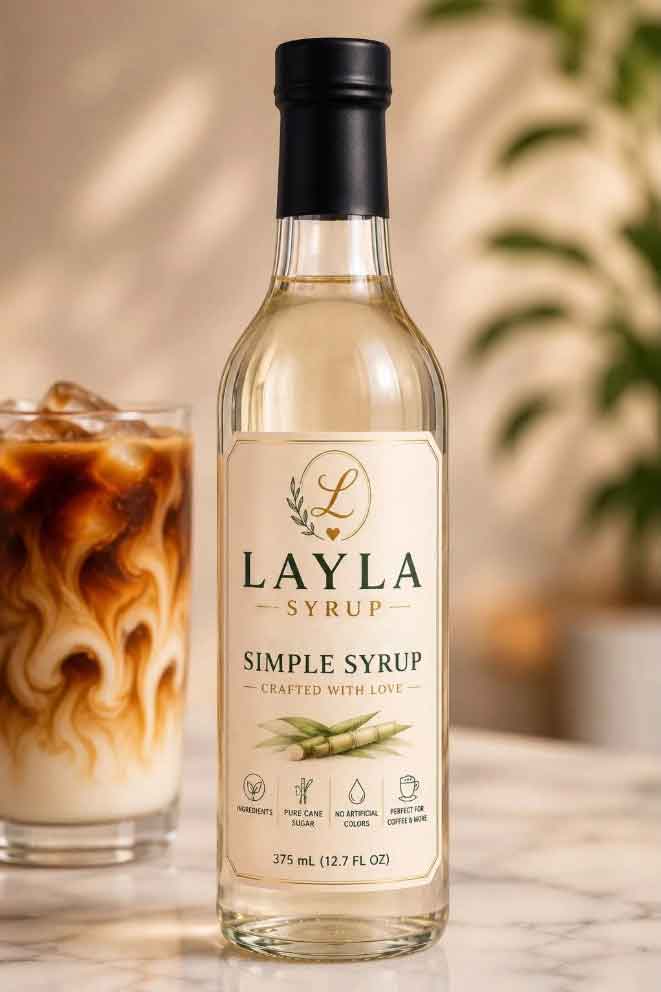 Layla Infused Simple Syrup – Premium Cane Sugar Syrup for Coffee, Tea, Cocktails & Desserts