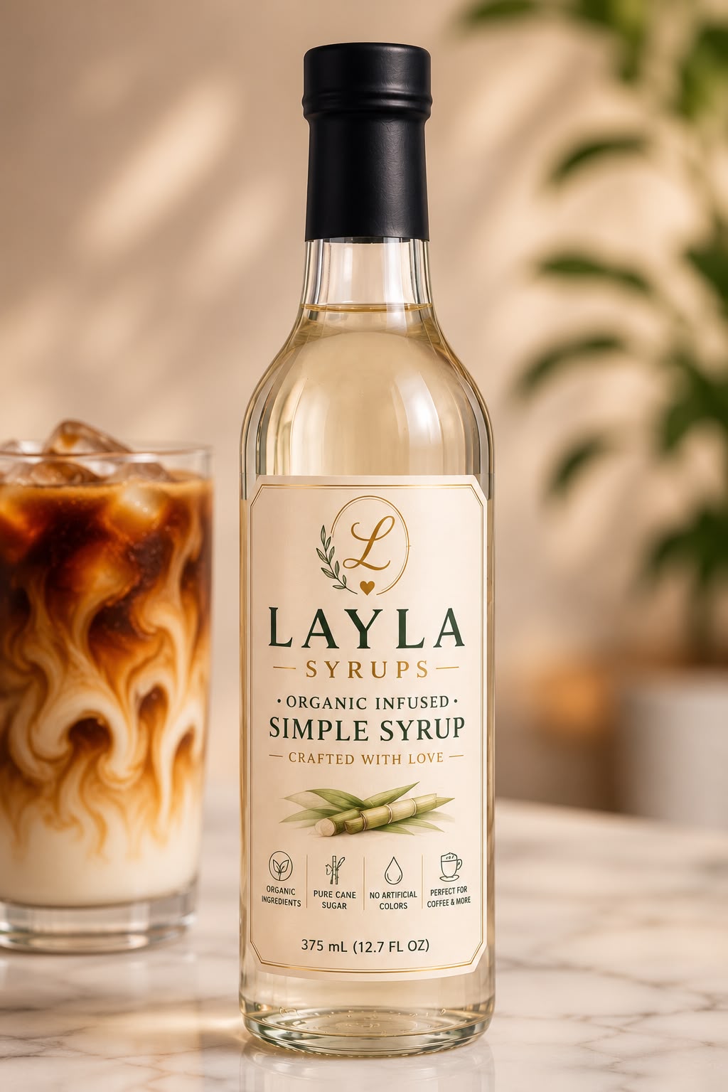 Layla Organic Infused Simple Syrup – Premium Cane Sugar Syrup for Coffee, Tea, Cocktails & Desserts